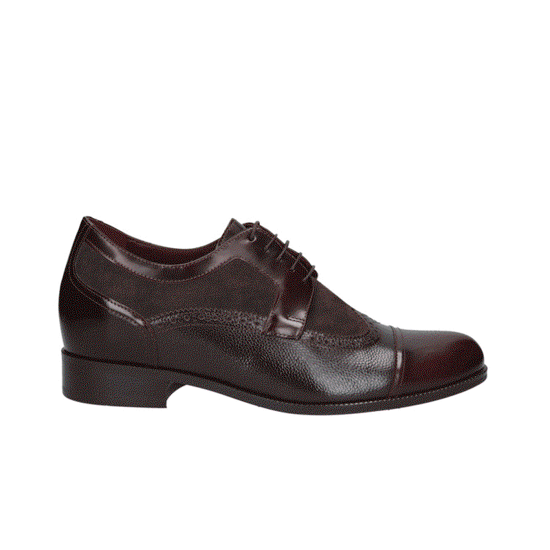 Bordowo-brązowe derby podwyższające Bruce +7 cm, Conhpol, Konopka Shoes