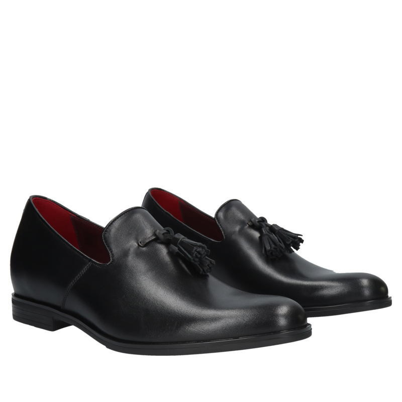 Czarne, eleganckie buty podwyższające Luis, Loafersy i mokasyny, Conhpol - polska produkcja, CH6178-01, Konopka Shoes
