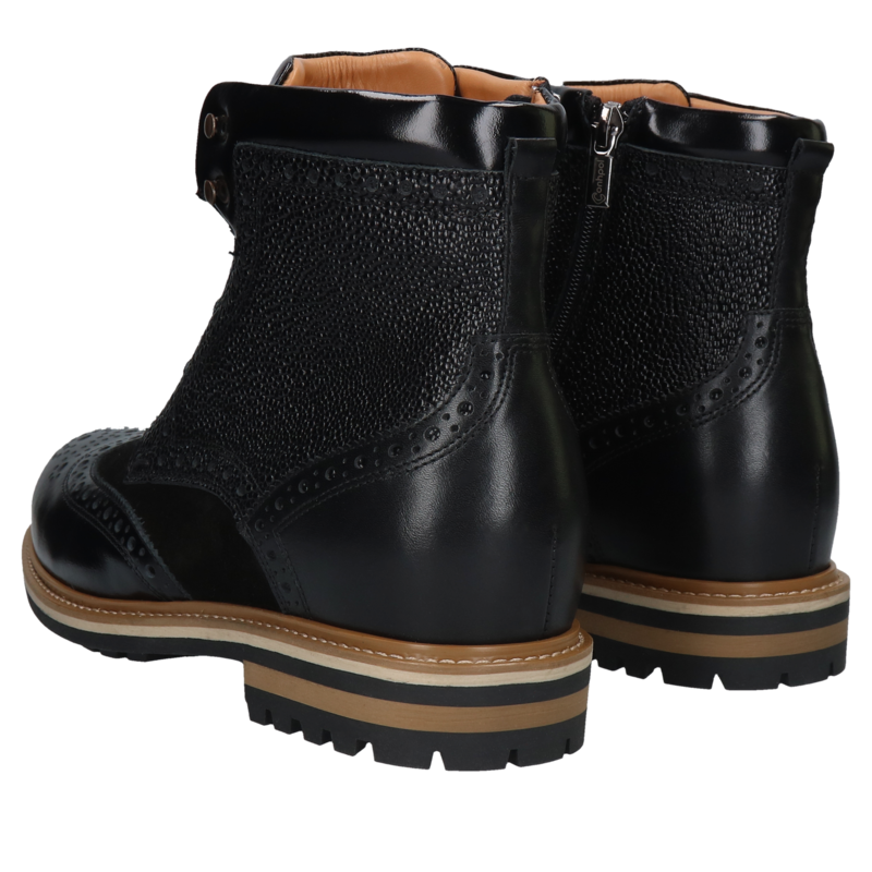 Buty podwyższające czarne męskie, skórzane trzewiki, Conhpol, Konopka Shoes