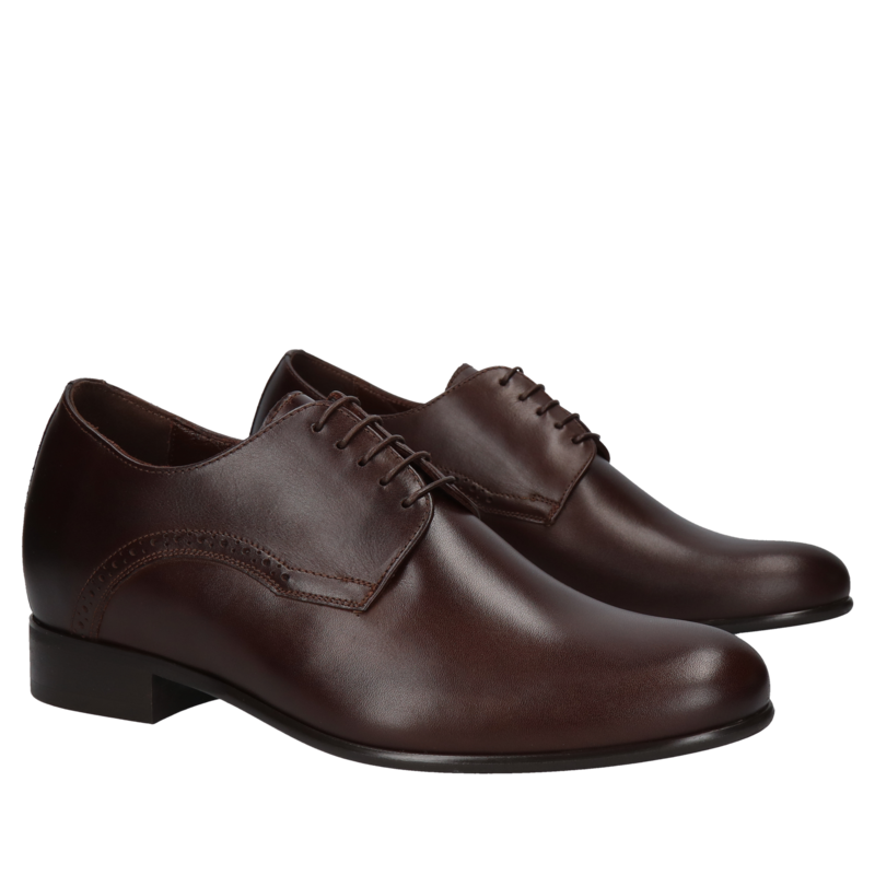 Brązowe buty podwyższające Wolter +7 cm, Conhpol- polska produkcja, Półbuty podwyższające, CH6129-03, Konopka Shoes