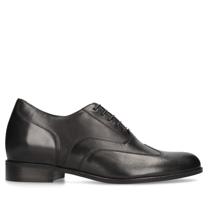 Czarne, eleganckie buty podwyższające, oxfordy z naturalnej skóry licowej, Conhpol, Konopka Shoes