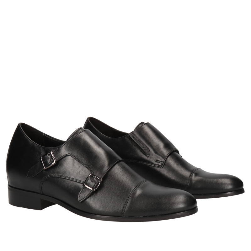 Buty podwyższające czarne męskie, eleganckie derby, skóra licowa, buty do ślubu, Conhpol, Konopka Shoes Buty podwyższające czarn