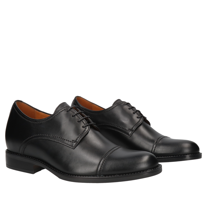 Czarne, eleganckie buty podwyższające, Derby, Conhpol - polska produkcja, CH6204-01, Konopka Shoes