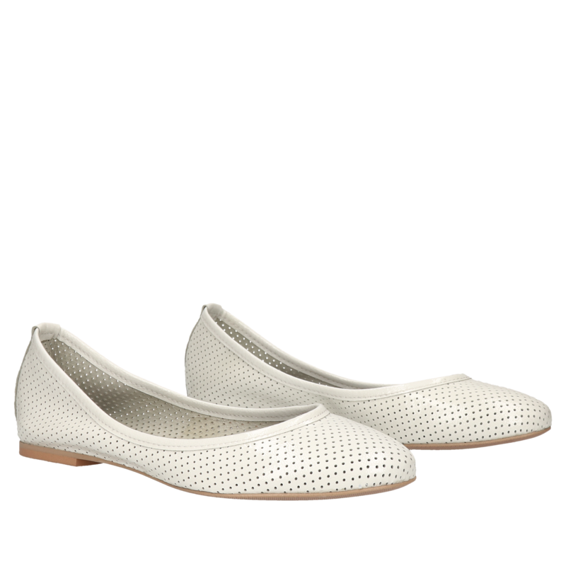 Białe baleriny Sally, Conhpol Bis, Konopka Shoes