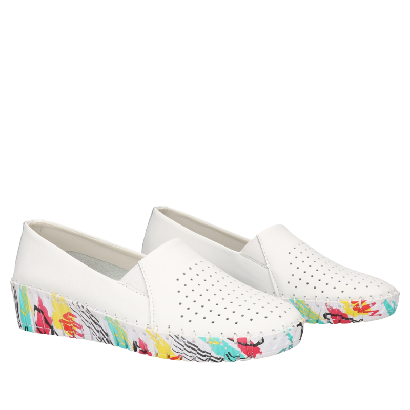 Białe półbuty Zulina I, Mokasyny i loafersy, HB0093-01, Konopka Shoes