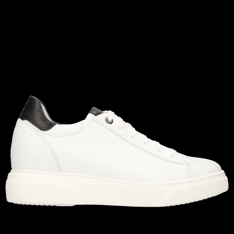 Buty podwyższające białe, męskie sneakersy, skóra licowa, Conhpol, Konopka Shoes