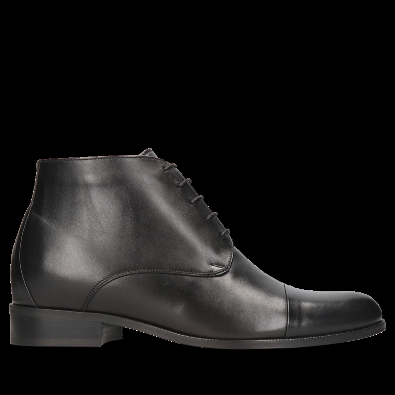 Buty podwyższające czarne męskie, skórzane trzewiki, Conhpol, Konopka Shoes