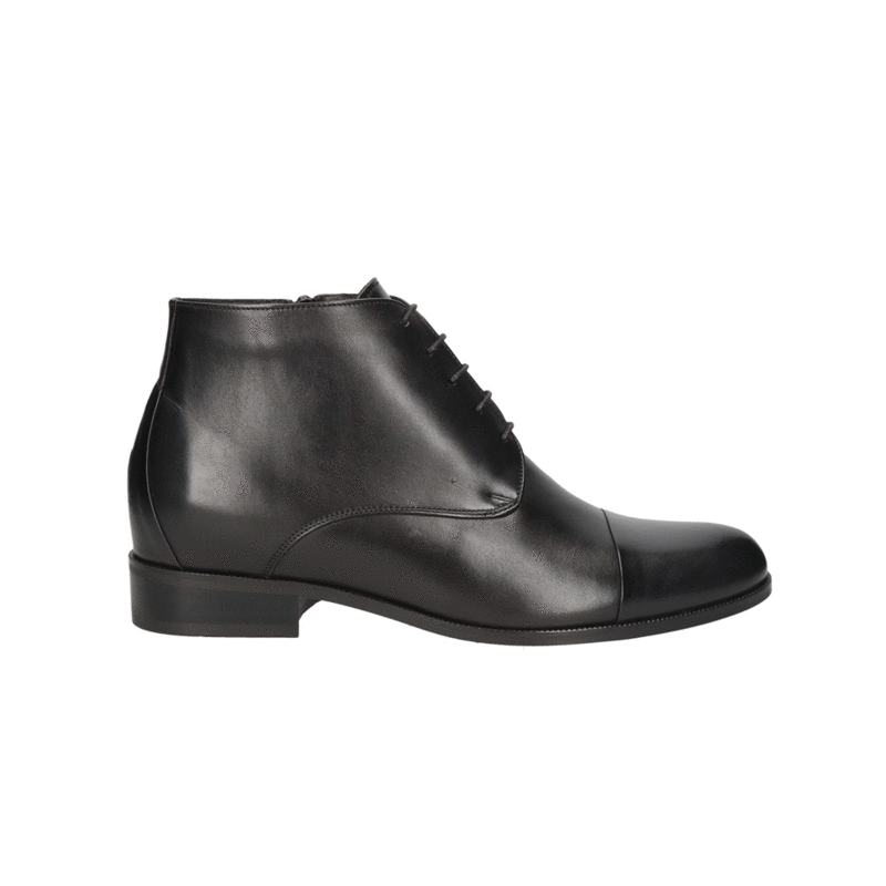 Buty podwyższające czarne męskie, skórzane trzewiki, Conhpol, Konopka Shoes