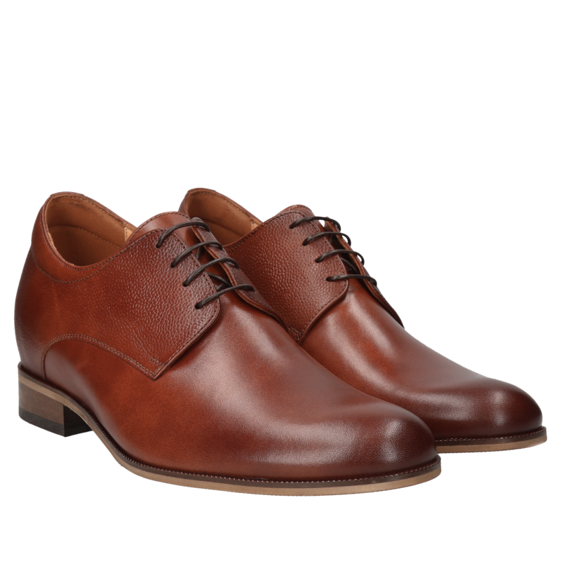 Brązowe, eleganckie buty podwyższające, Conhpol - polska produkcja, Półbuty podwyższające, CH4069-06, Konopka Shoes