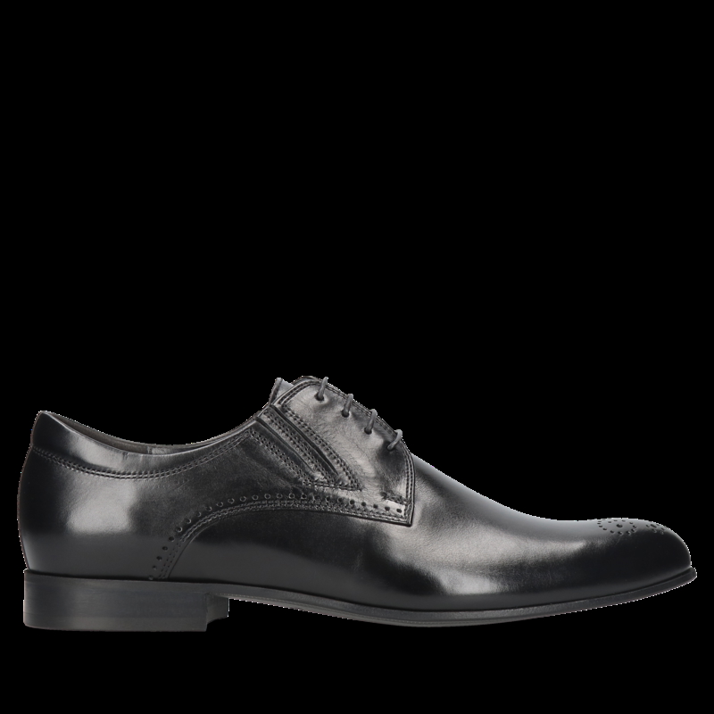 Męskie buty czarne, klasyczne derby, skóra licowa, buty do ślubu, Conhpol, Konopka Shoes