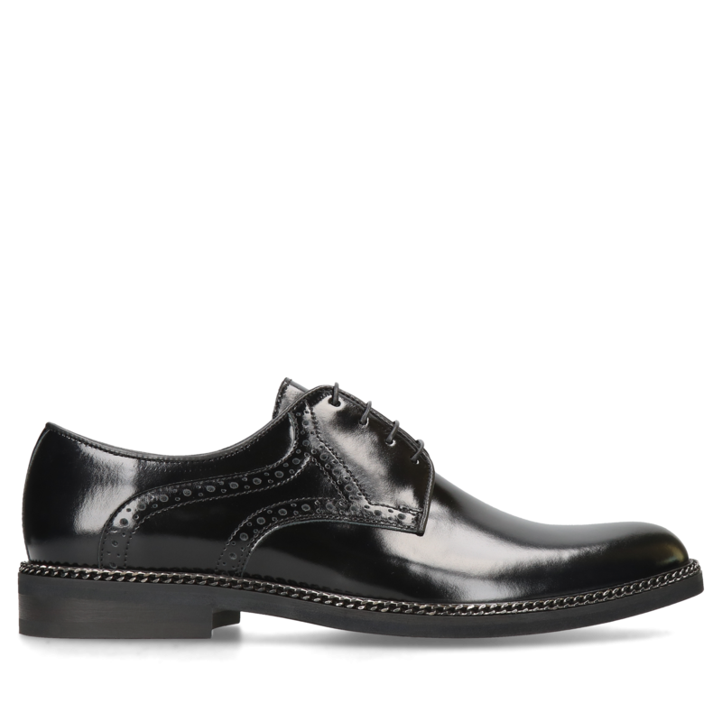 Czarne, eleganckie półbuty Oscar, Conhpol - polska produkcja, Derby, CE6252-01, Konopka Shoes