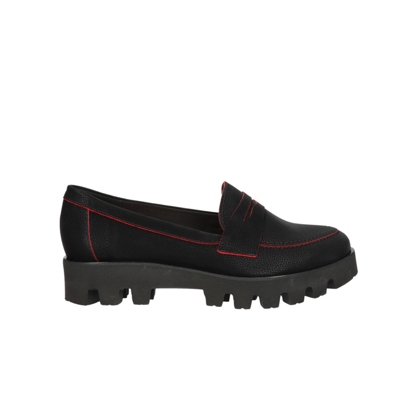 Czarne loafersy damskie z profilowaną wkładką - modny wybór