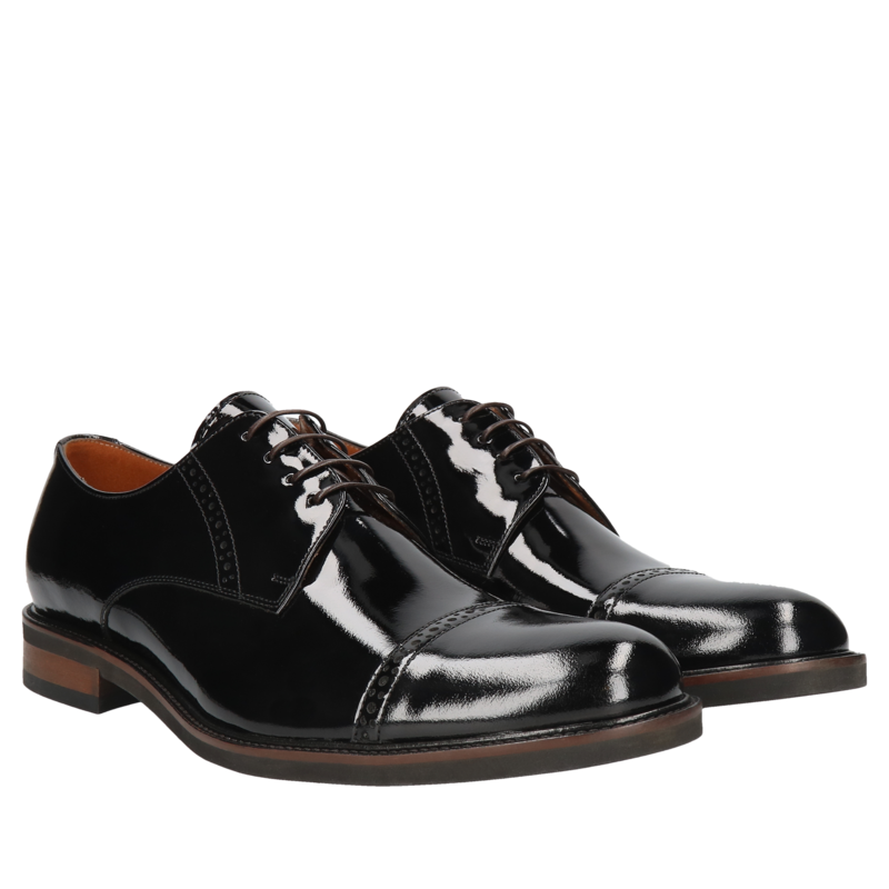 Czarne, eleganckie derby Oscar, Conhpol - polska produkcja, CE6262-01, Konopka Shoes