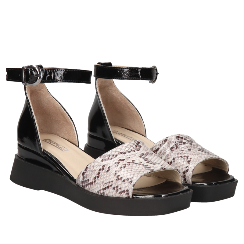 Czarno-białe sandały Erika, Sandały, HB0118-01, Konopka Shoes