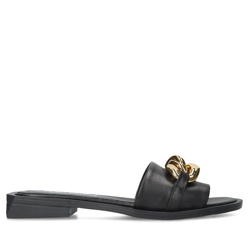 Czarne klapki Marieta, Artiker, Konopka Shoes