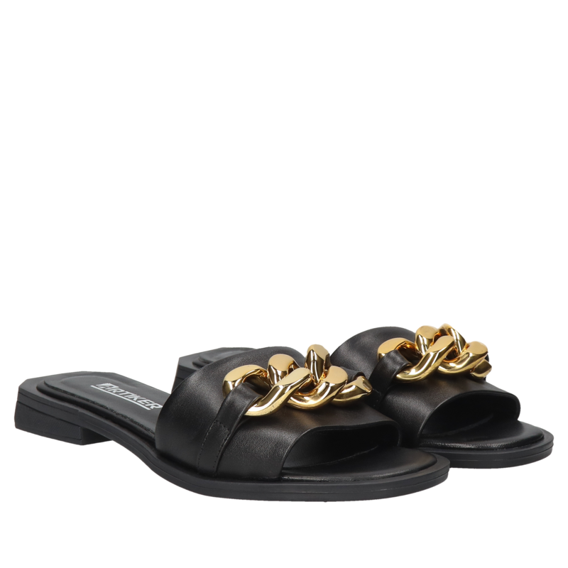 Czarne klapki Marieta, Artiker, Konopka Shoes