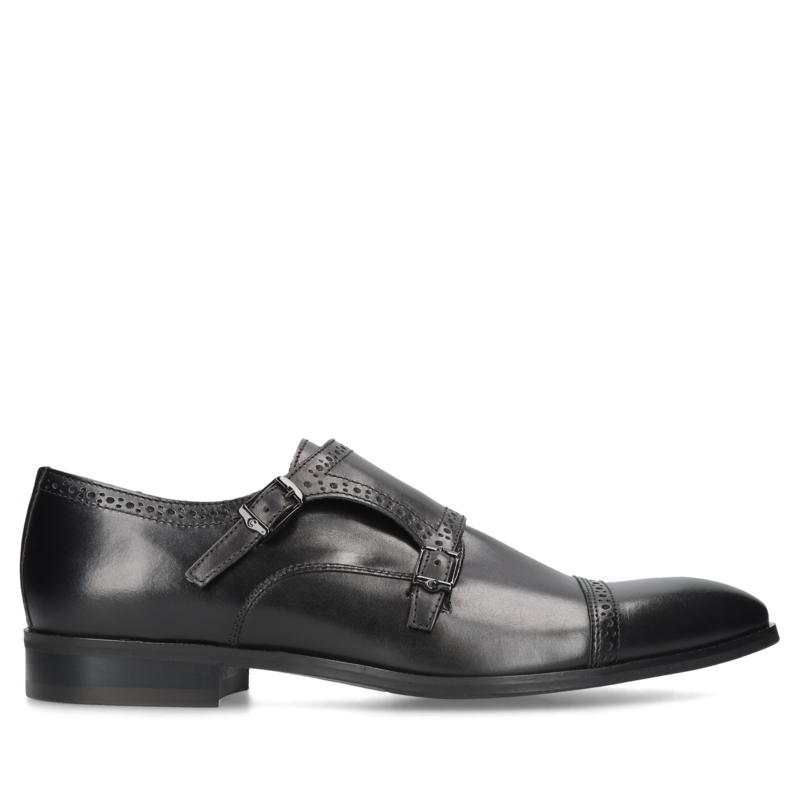 Czarne półbuty Thoma, Conhpol - polska produkcja, Monki, CE6280-02, Konopka Shoes