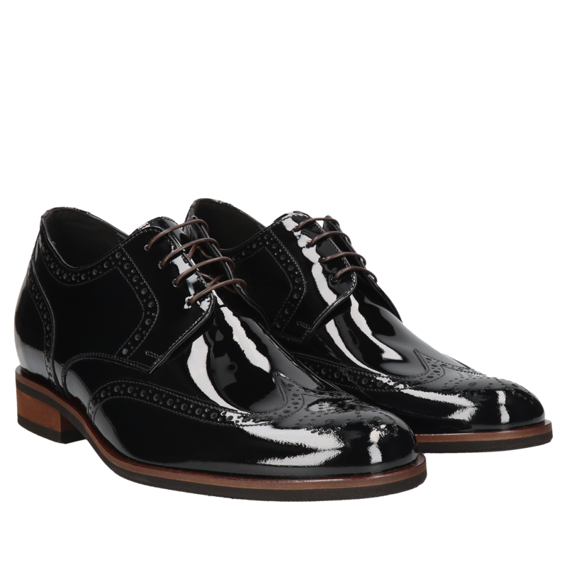 Czarne, eleganckie buty podwyższające, Conhpol - polska produkcja, Półbuty podwyższające, CH6285-01, Konopka Shoes