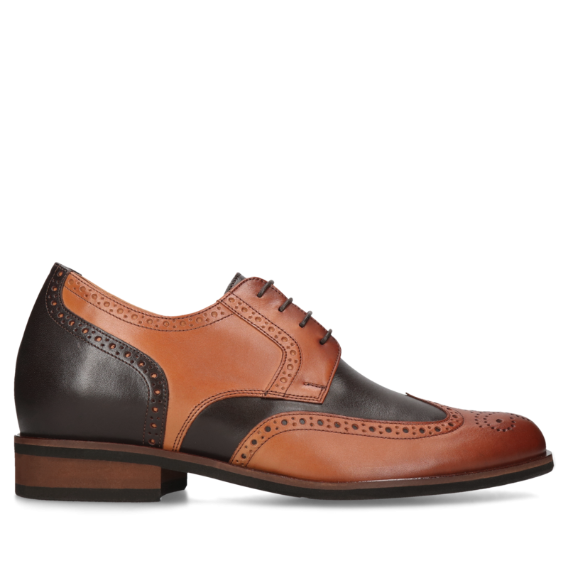 Brązowe półbuty podwyższające Bruce +7 cm, Conhpol - Polska produkcja, derby, CH6289-01, Konopka Shoes