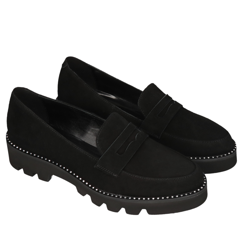 Czarne loafersy Chantal, Conhpol Bis - polska produkcja, Mokasyny i loafersy, BI5725-01, Konopka Shoes