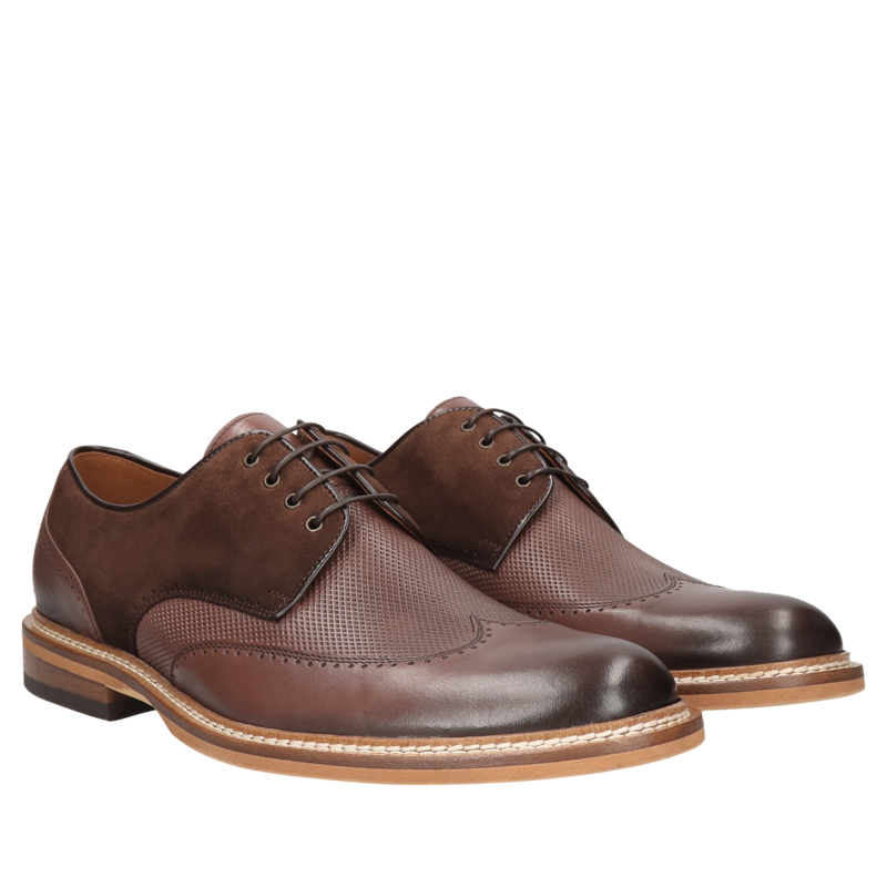 Brązowe casualowe, półbuty Oscar, Conhpol - polska produkcja, Derby, CE6325-01, Konopka Shoes