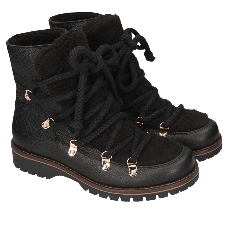 Czarne botki Lise, Kampa - polska produkcja, Trapery i workery, KK0001-01, Konopka Shoes Czarne botki Lise, Kampa - polska produkcja, Trapery i workery, KK0001-01, Konopka Shoes