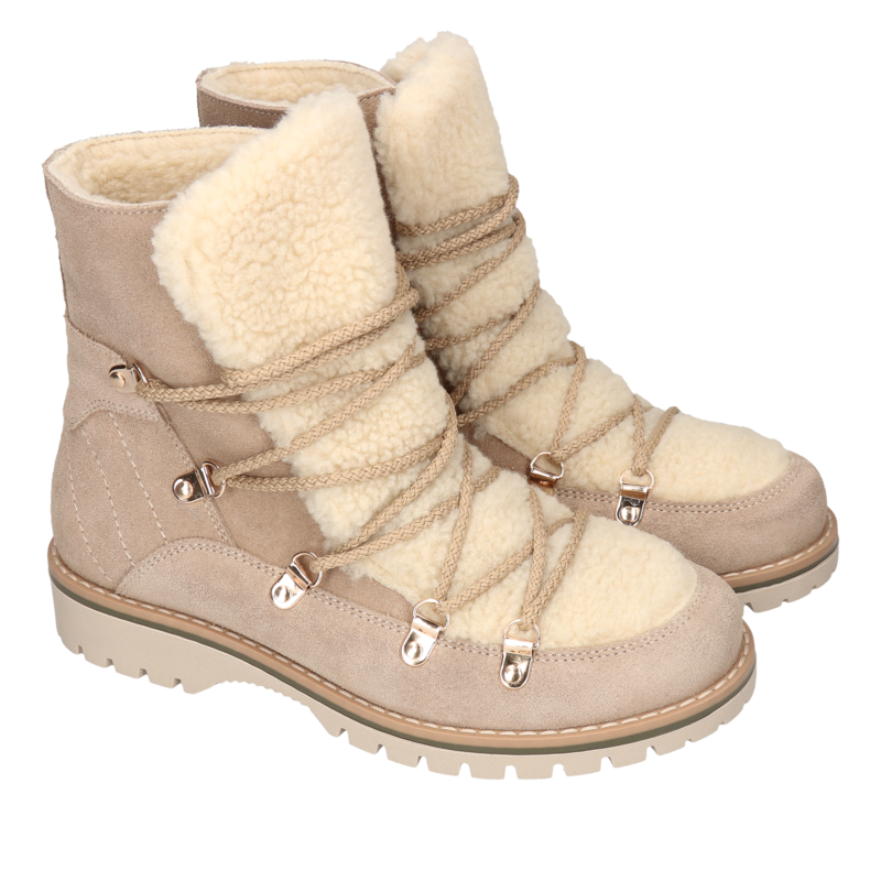 Beżowe botki Lise, Kampa - polska produkcja, Trapery i workery, KK0001-02, Konopka Shoes Beżowe botki Lise, Kampa - polska produkcja, Trapery i workery, KK0001-02, Konopka Shoes