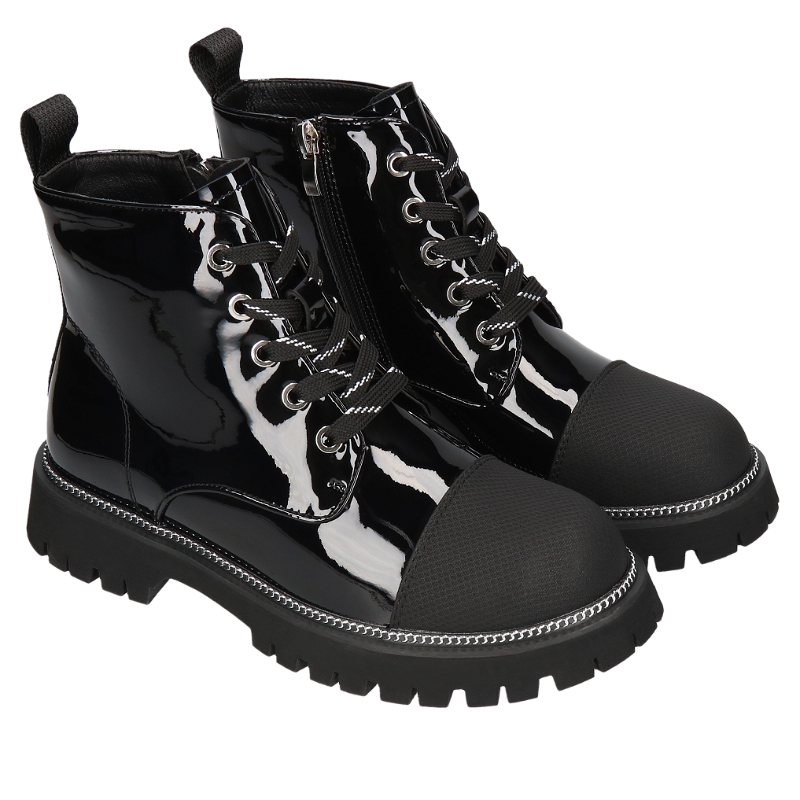 Czarne botki Angela, Trapery i workery, HK0143-01, Konopka Shoes