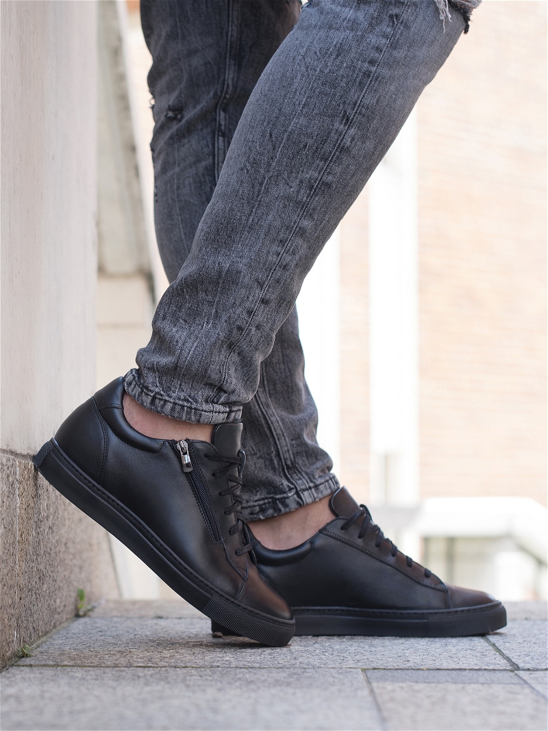 Czarne sneakersy podwyższające Xavier +6 cm, Conhpol Dynamic - Polska produkcja, Sneakersy, SH2623-01, Konopka Shoes