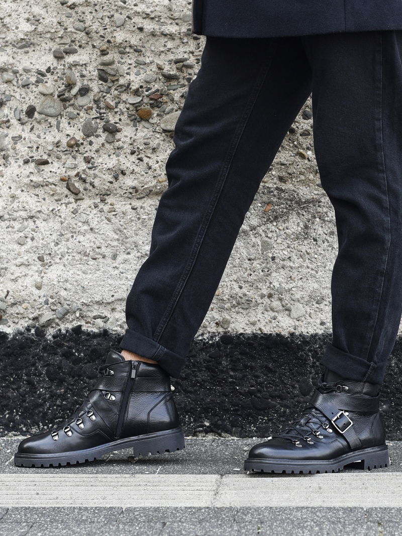 Czarne trzewiki Cesare, Conhpol - Polska produkcja, Trzewiki, CE6219-01, Konopka Shoes Czarne trzewiki Cesare, Conhpol - Polska produkcja, Trzewiki, CE6219-01, Konopka Shoes