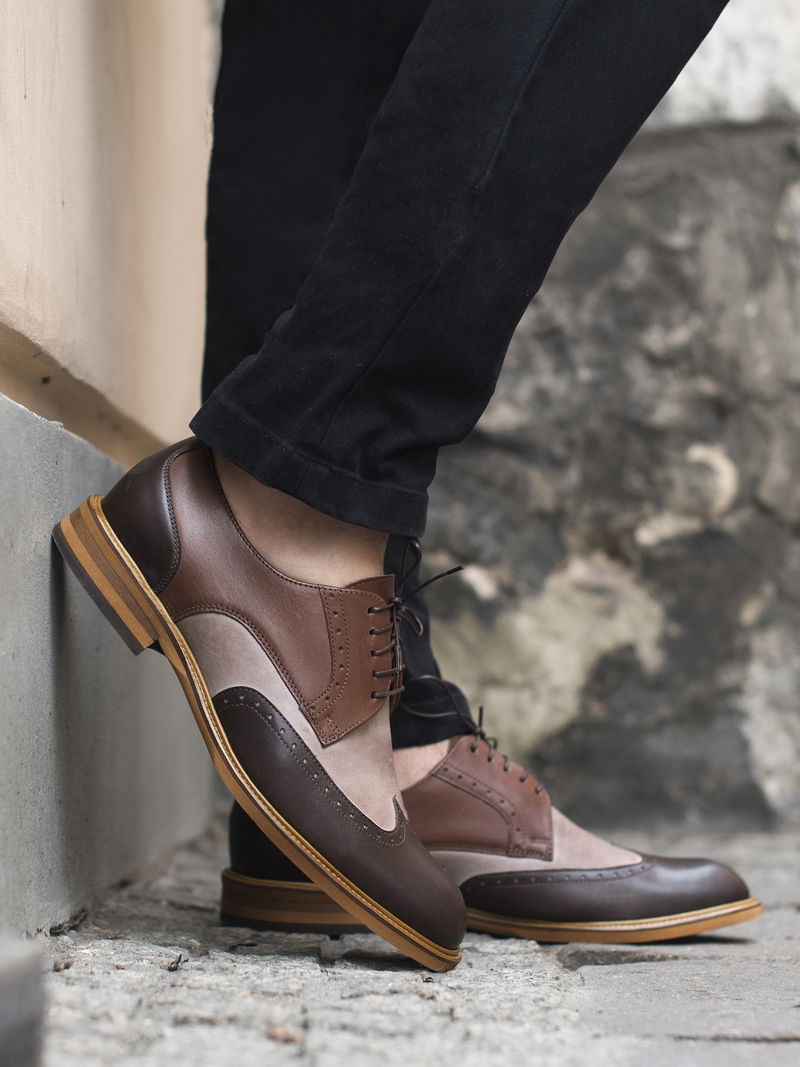 Brązowe, casualowe półbuty Tomy, Conhpol - polska produkcja, Derby, CE6108-02, Konopka Shoes Brązowe, casualowe półbuty Tomy, Conhpol - polska produkcja, Derby, CE6108-02, Konopka Shoes