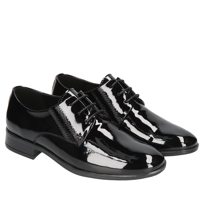 Czarne buty komunijne Karol, Conhpol, Buty komunijne dla chłopca, CE6205-04, Konopka Shoes