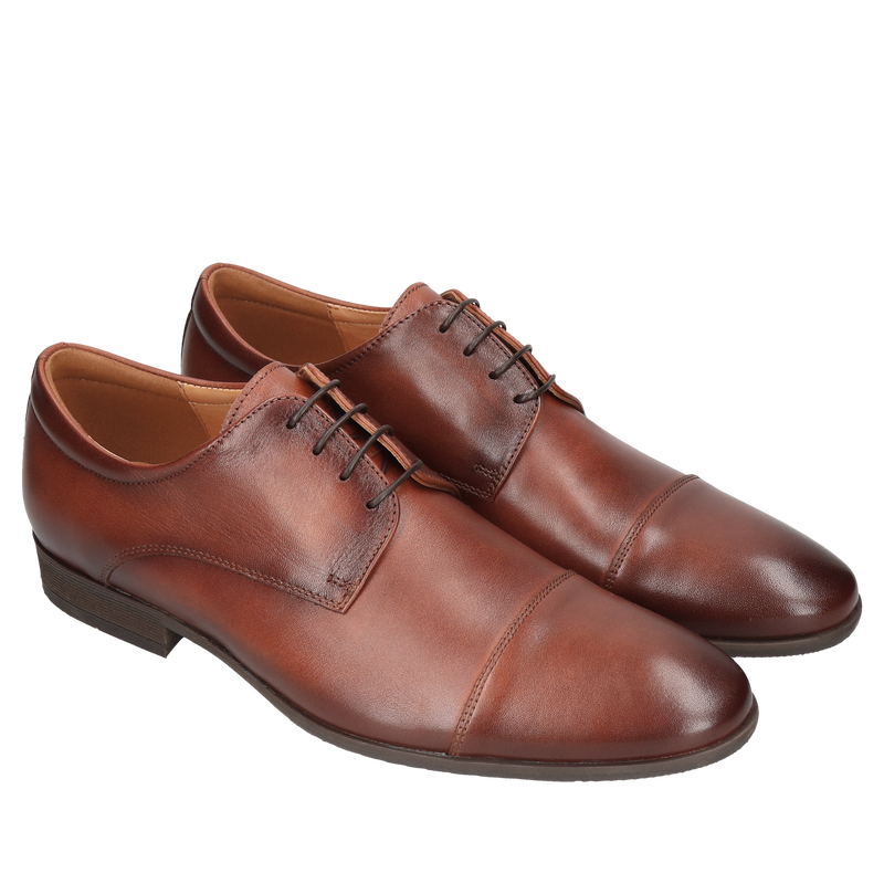 Brązowe półbuty Jacob, Conhpol - polska produkcja, Derby, CE6337-02, Konopka Shoes