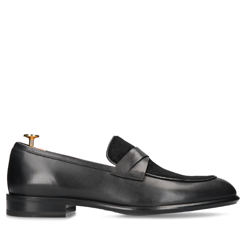 Czarne loafersy William Gold Collection, Conhpol - polska produkcja, CG4449-01, Loafersy i mokasyny, Konopka Shoes