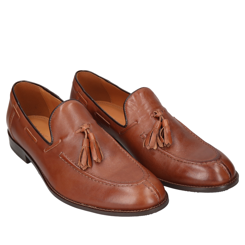 Brązowe, casualowe loafersy Lorenzo, Conhpol - polska produkcja, CE4868-02, Loafersy i mokasyny, Konopka Shoes