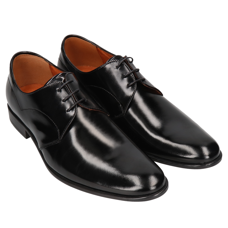 Czarne, eleganckie półbuty Raf, Conhpol - polska produkcja, Derby, CE5866-02, Konopka Shoes