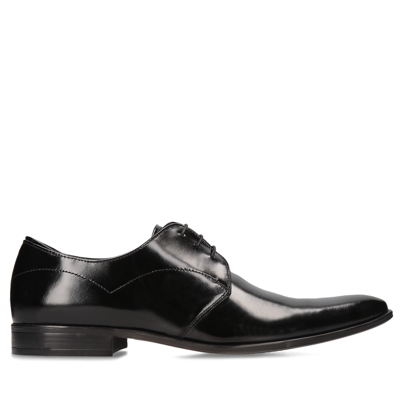 Czarne, eleganckie półbuty Raf, Conhpol - polska produkcja, Derby, CE5866-02, Konopka Shoes