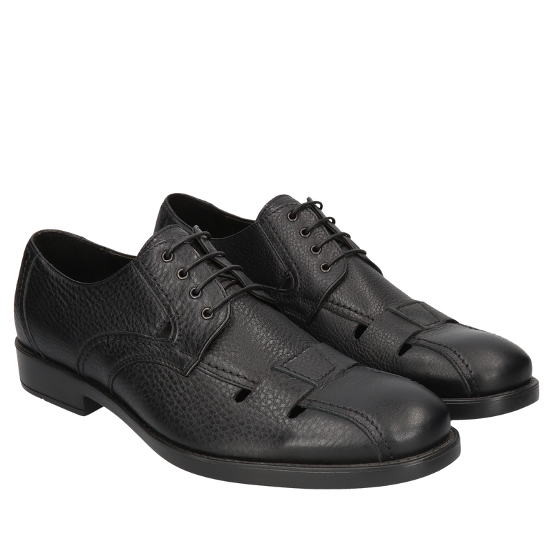 Czarne, casualowe półbuty Stave, Conhpol - polska produkcja, Derby, CE0491-02, Konopka Shoes