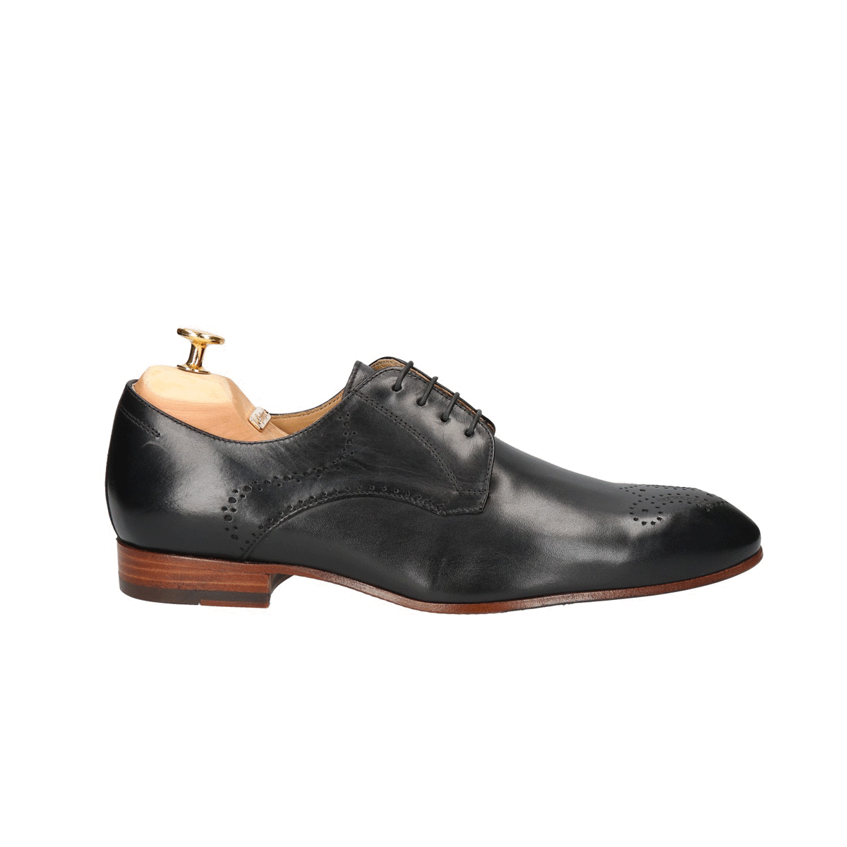 Męskie buty czarne, eleganckie derby skórzane, buty do ślubu, Conhpol, Konopka Shoes