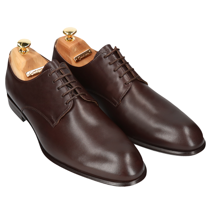 Brązowe derby William - Gold Collection, Conhpol, Konopka Shoes