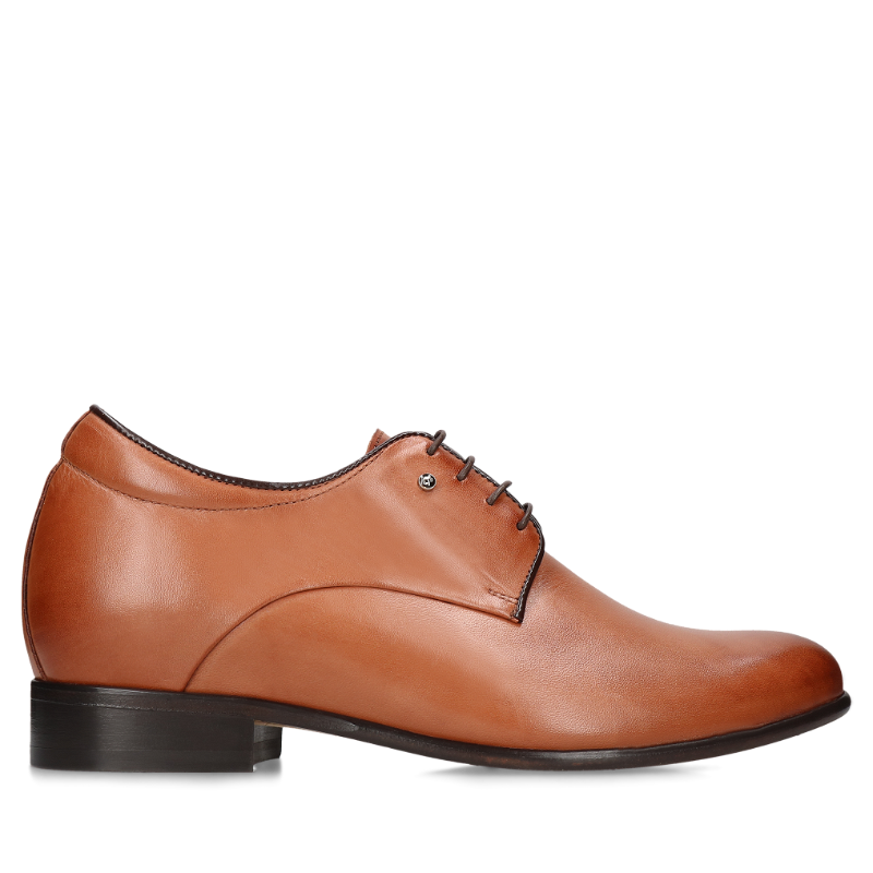 Brązowe buty podwyższające Wolter +7 cm, Conhpol - Polska produkcja, Półbuty podwyższające, CH3510-03, Konopka Shoes
