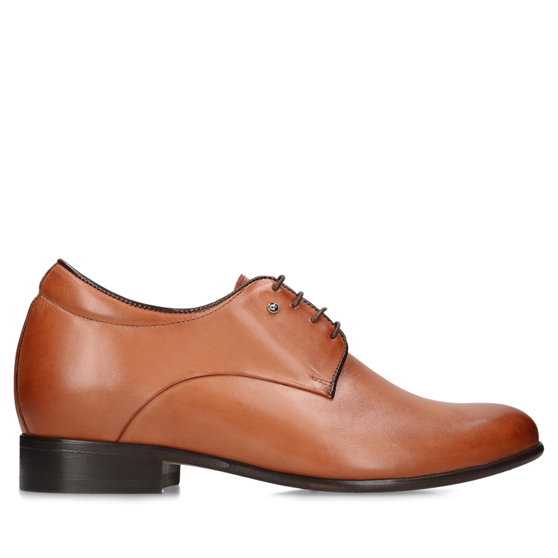 Brązowe buty podwyższające Wolter +7 cm, Conhpol - Polska produkcja, Półbuty podwyższające, CH3510-03, Konopka Shoes