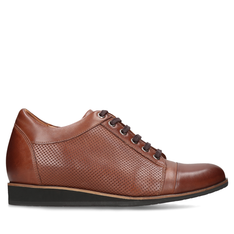 Brązowe derby podwyższające Wolter +7 cm, Conhpol, Konopka Shoes