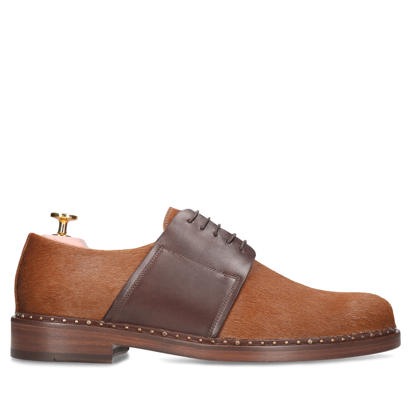 Męskie buty brązowe, eleganckie derby skórzane, Conhpol, Konopka Shoes