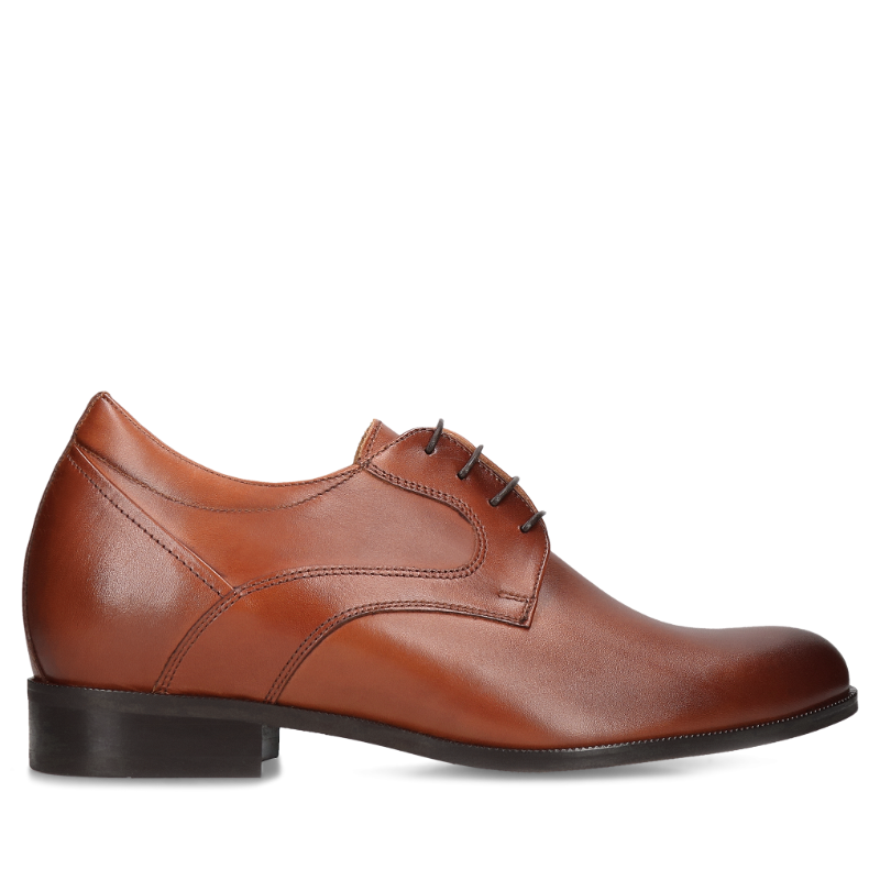 Brązowe buty podwyższające Bruce +7 cm, Conhpol - polska produkcja, Półbuty podwyższające, CH6286-01, Konopka Shoes