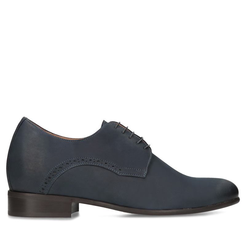 Granatowe półbuty podwyższające Wolter +7 cm, Conhpol - polska produkcja, Derby, CH6129-04, Konopka Shoes