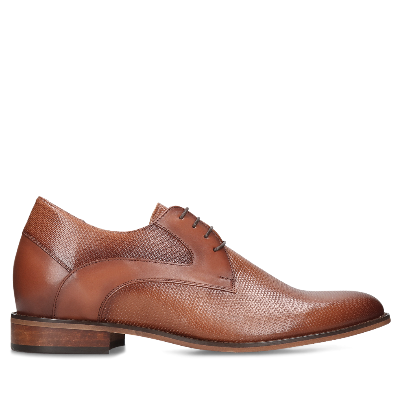 Brązowe buty podwyższające Luis +7 cm, Conhpol - Polski producent, Półbuty podwyższające, CH6343-01, Konopka Shoes
