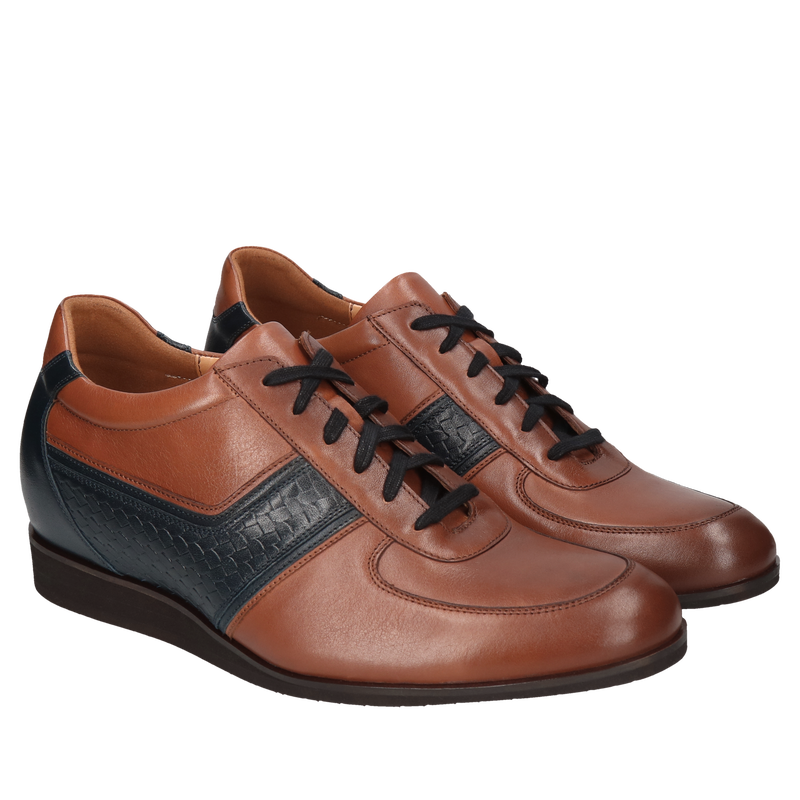 Brązowe półbuty podwyższające Wolter, buty casualowe, Conhpol - polska produkcja, CH0463-07, Konopka Shoes