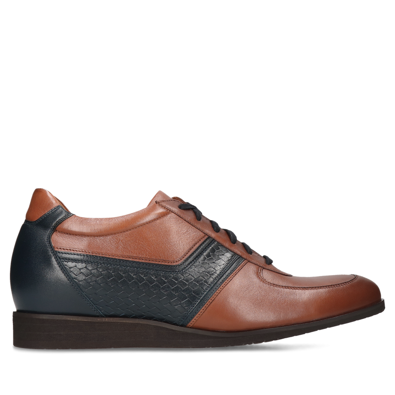 Brązowe półbuty podwyższające Wolter, buty casualowe, Conhpol - polska produkcja, CH0463-07, Konopka Shoes