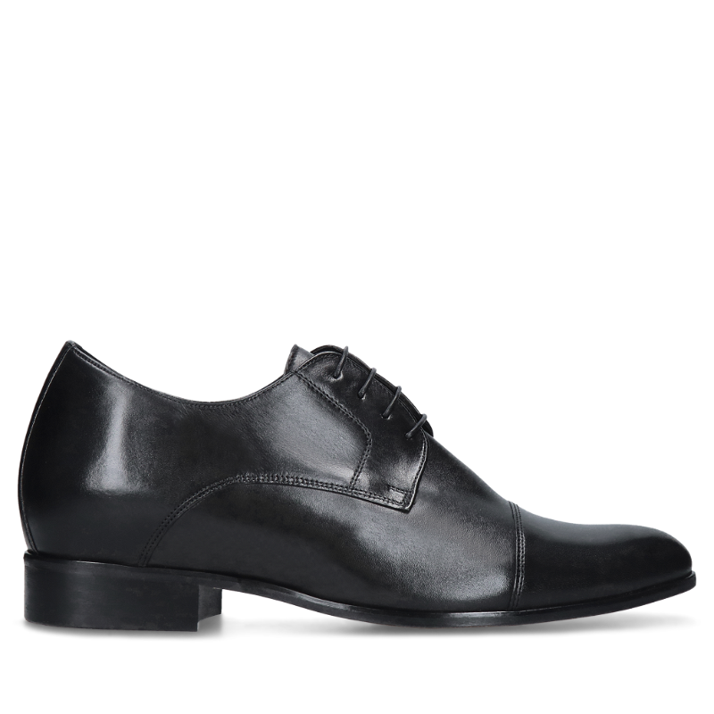Czarne, eleganckie buty podwyższające, Derby, Conhpol - polska produkcja, CH6319-01, Konopka Shoes